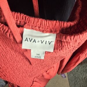 Ava & Viv Vibrant Red Smocked Top
